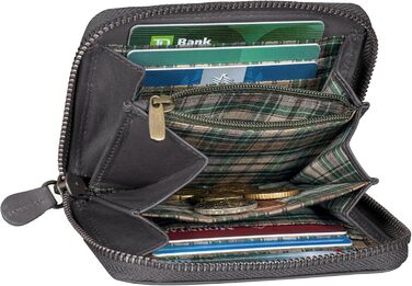 Benthill Wallet Women's Small Genuine Leather | Wallet with RFID Protection | Flat Slim Card Holder with Zipper & 6 Card Slots, Color: Gray