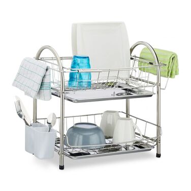 Relaxdays 2-Tier Dish Rack