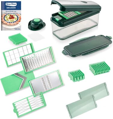 Набір для нарізання Genius Nicer Dicer Fusion Julietti 16 частин | Овочерізка, слайсер, м'ятно-зелений | Fusion V2