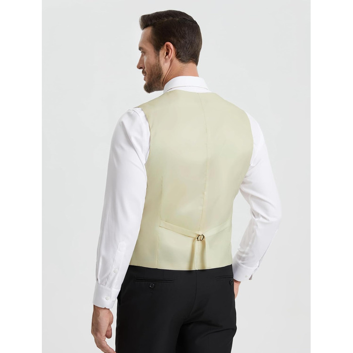 Костюмний жилет чоловічий HISDERN: елегантний, slim fit, для весілля та офіційних заходів, 3 ґудзики, кишені, S-4XL, бежевий XL