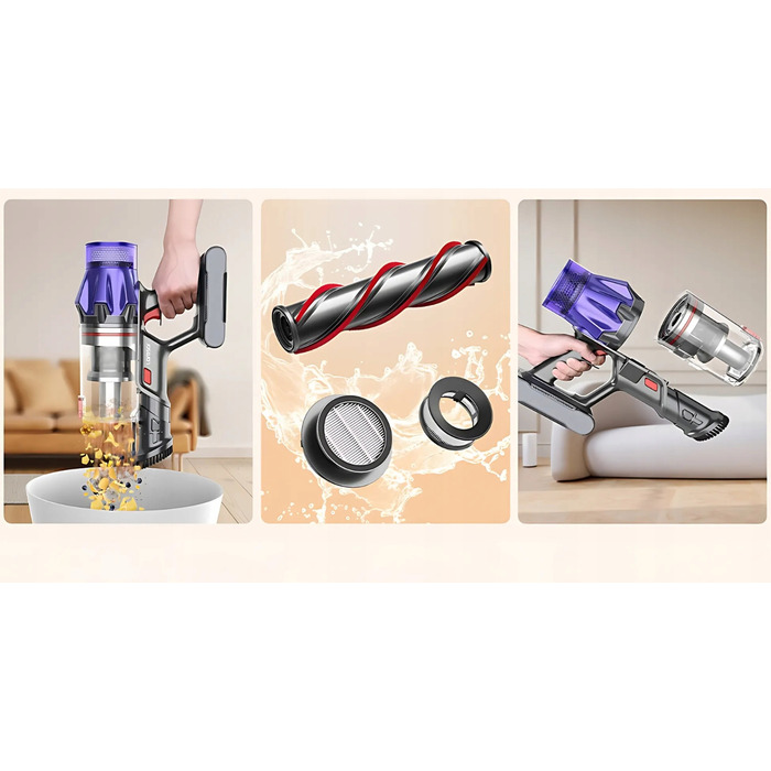 Вертикальний акумуляторний пилосос Laresar 500 Вт, HEPA-фільтр, 1,5 л, багатоколірний