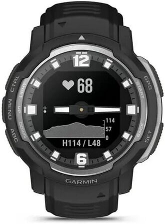 Garmin Instinct Crossover - Розумний гібридний годинник з GPS, аналоговим вимірюванням часу, 40+ спортивних функцій, сповіщеннями та Garmin Pay (Чорний/Срібний)