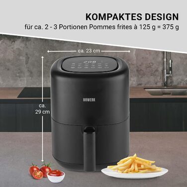 Фритюрниця без олії з цифровим дисплеєм | 7 програм | 1800 Вт (3 л, Midnight Black)