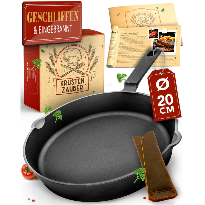 Чавунна сковорода Krustenzauber 28 см для індукції з інструкцією та кулінарною книгою