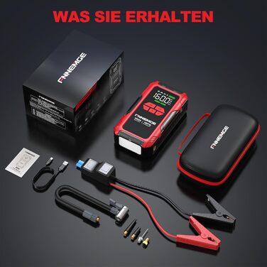 Пауербанк для авто FNNEMGE 26800mAh з пусковим струмом 6500A, компресором 160PSI, LCD-дисплеєм та LED-підсвіткою