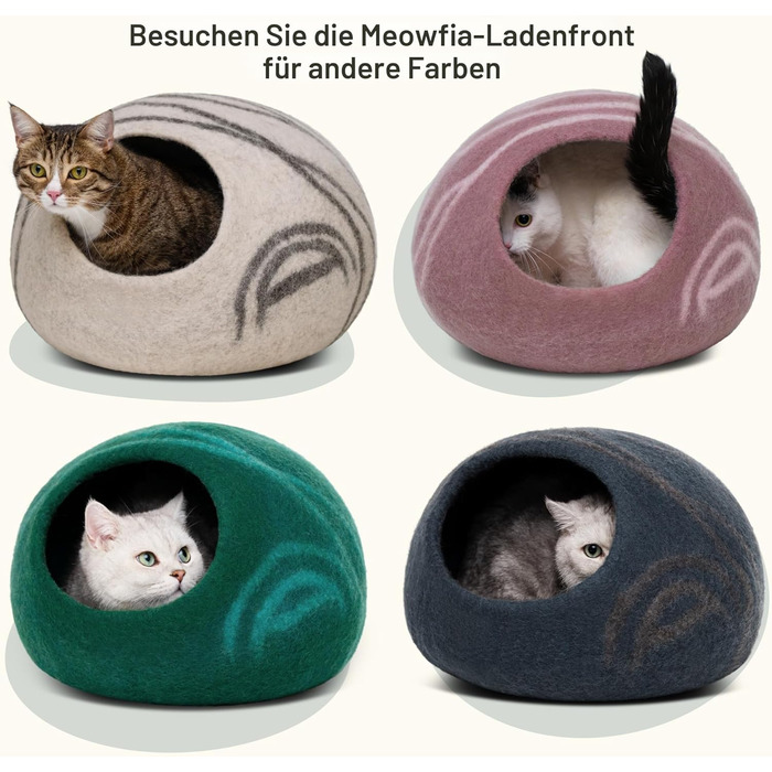 Килимок для кота Meowfia з 100% мериносової вовни – ручної фелтингової роботи, екологічний, для котів та кошенят. М'яке ліжко, тепле взимку та прохолодне влітку, стильний дизайн, сірий колір, розмір L