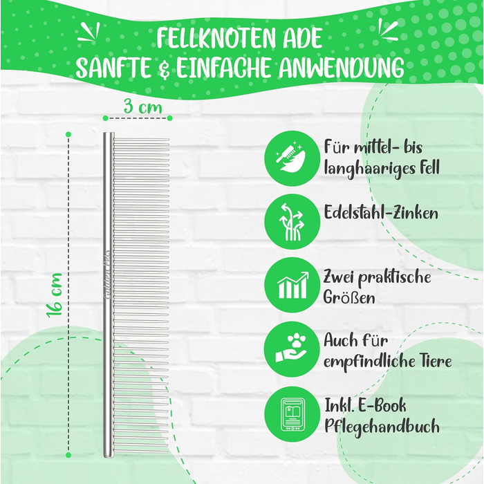 Зубчаста щітка для собак та котів з захисними нопочками - видаляє підшерсток, ковтуни та вузли. Ідеальна для довгошерстих порід, наприклад, кокапу, пуделів. Щітка для щоденного догляду за шерстю, розмір M-L. Професійний гребінець для шерсті.