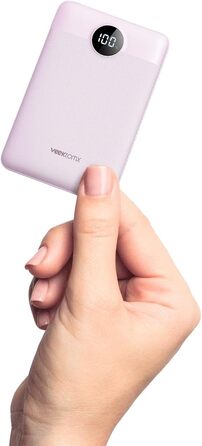 Powerbank VEEKTOMX 10000mAh з підтримкою PD3.0 та QC3.0: компактний зовнішній акумулятор для iPhone, iPad, Samsung Galaxy, Huawei, Xiaomi, OnePlus та інших пристроїв. Білий (лавандово-фіолетовий)