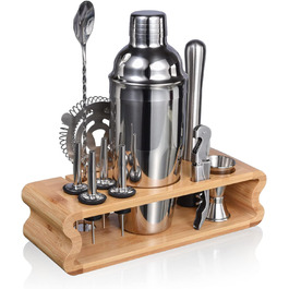 Набір шейкер для коктейлів Esmula 750 мл, 12 предметів, з рецептами, нержавіюча сталь