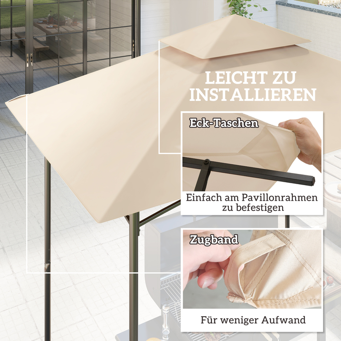 Outsunny Replacement Canopy for Gazebo 1.5 m x 2.4 m - Replacement Canopy Only, Double-Tiered Protective Cover, Water-Resistant Outdoor Canopy, Roof Suitable for Outdoor Grill Tent, Beige | Aosom