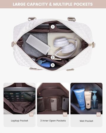 Спортивна сумка LOVEVOOK для жінок, велика ручна поклажа, дорожня сумка-дуffel, містка для подорожей, сімейна, для фітнесу, басейну, лікарні, догляду за дитиною (2 шт., бежевий, рожевий)