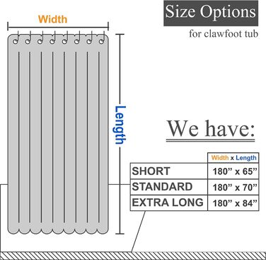 Шторка для душу Barossa Design з вафельної структури, біла, 213,4 x 182,9 см, для готелів, важка тканина, водовідштовхувальна