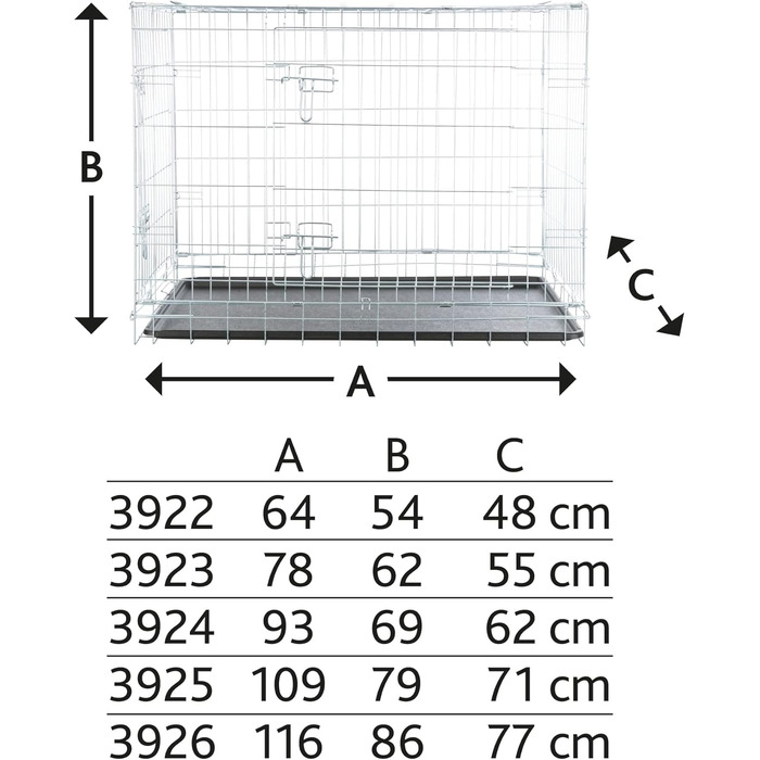 Тріксі переносна будка для собак Home – XL: 116 × 86 × 77 см – складана переноска з 2 дверцятами та надійними засувами, зцинкована транспортна переноска зі стабільною піддоном для дому та подорожей – 3926 L 79 x B 15 x H 118 см срібна