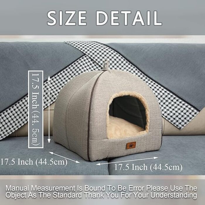 Кімната для кота WINDRACING: затишне ліжко-печера для дому, великий розмір (L), бежевий колір. Знімний, пральний лежак, самостійно зігрівається.