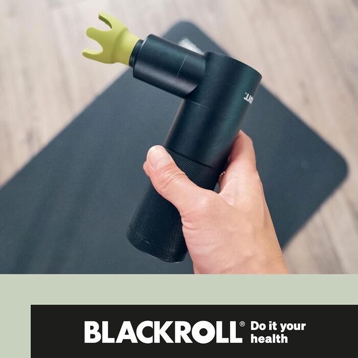 BLACKROLL® Масажний пістолет: міні масажер для м'язів та фасцій з USB-C, 4 насадки, 4 рівні інтенсивності, для зняття болю та розслаблення (Soft Peak)