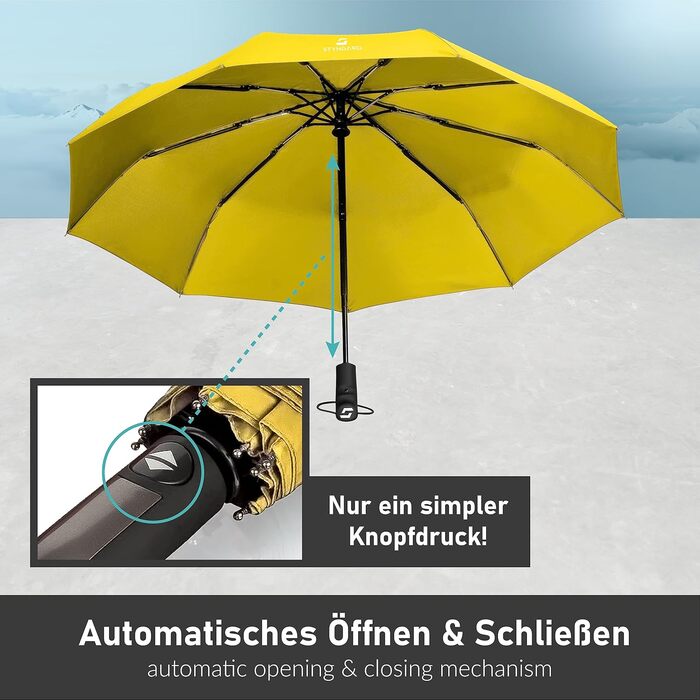 Стійкий до вітру парасолька STYNGARD TRONDHEIM (жовтий) - автоматичний, з тефлоновим покриттям, до 140 км/год