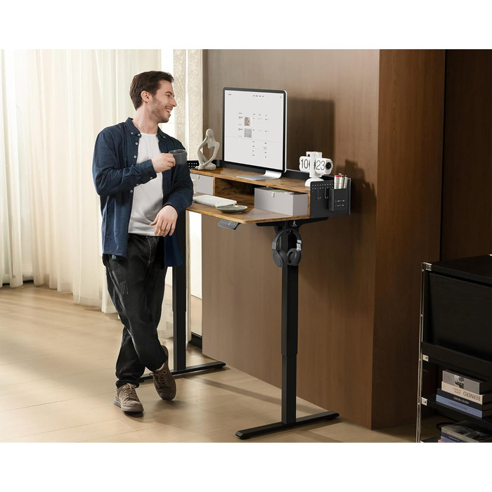 Electric Standing Desk with Drawers - 120x60cm Adjustable Height Desk for Home Office & DIY Pegboard