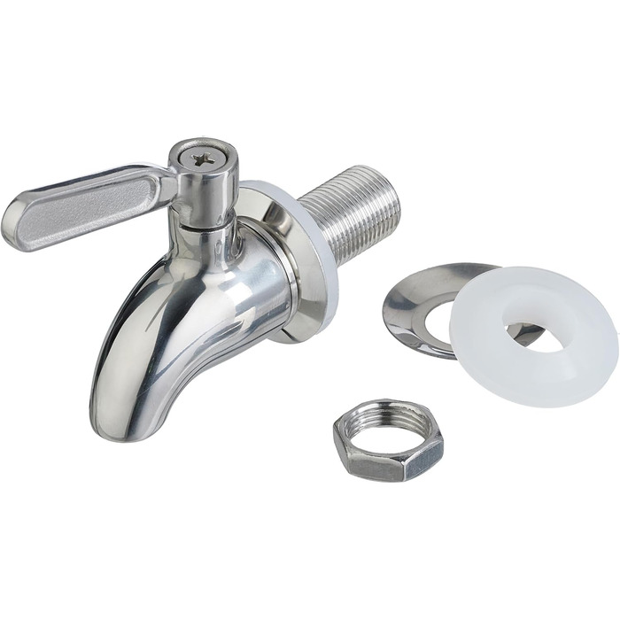 Диспенсер для напоїв Relaxdays з вставкою для фруктів, 4 л, кран та кришка, глечик, скло, метал, прозорий