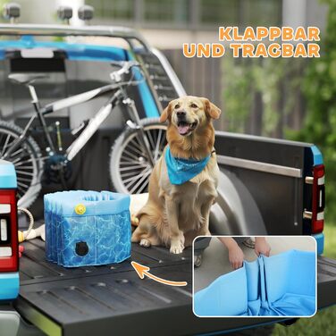 PawHut Басейн для собак 160 x 30 см, розкладний, з неслизьким покриттям, блакитний