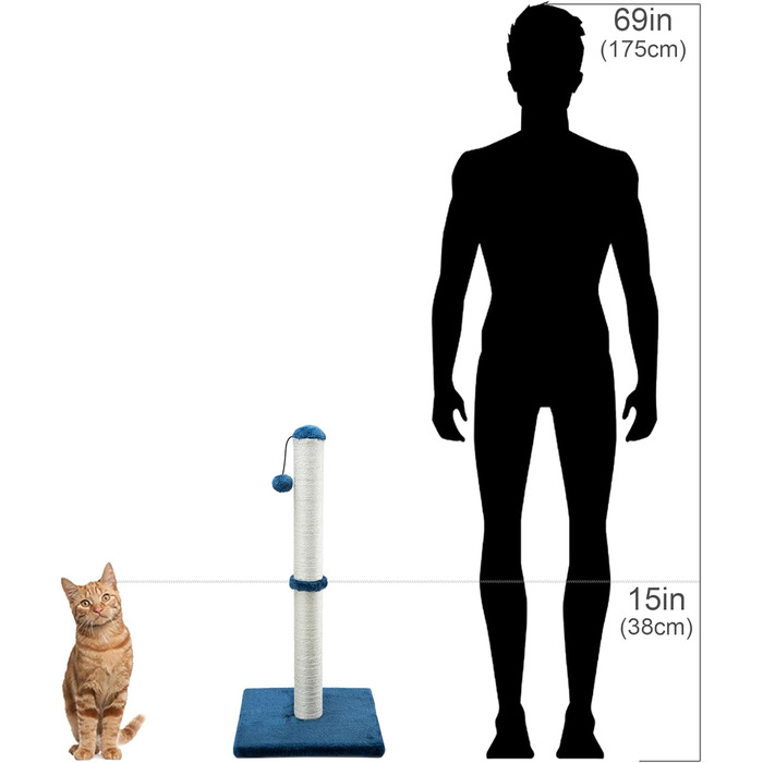 Дім-подвір'я для котів Dimaka, 74 см, з сизалевого мотузка та м'якого плюшевого покриття (Блакитний)