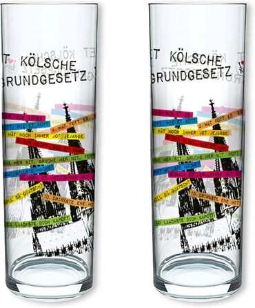 3forCologne Kölsch glasses, 6-pack, assorted colors, 0.2ml, Cologne sticks with Basic Law, beer glasses, drinking glasses with print. (MADE IN GERMANY), Size: MIX4