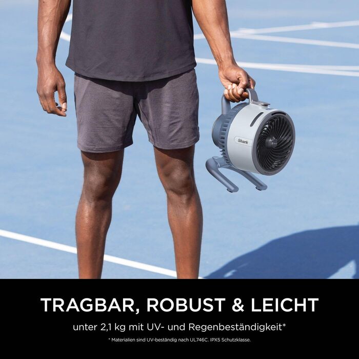 Вентилятор Shark FlexBreeze HydroGo – портативний, тихий, з 5 швидкостями, для дому та вулиці, FA050EU (Gletscher)