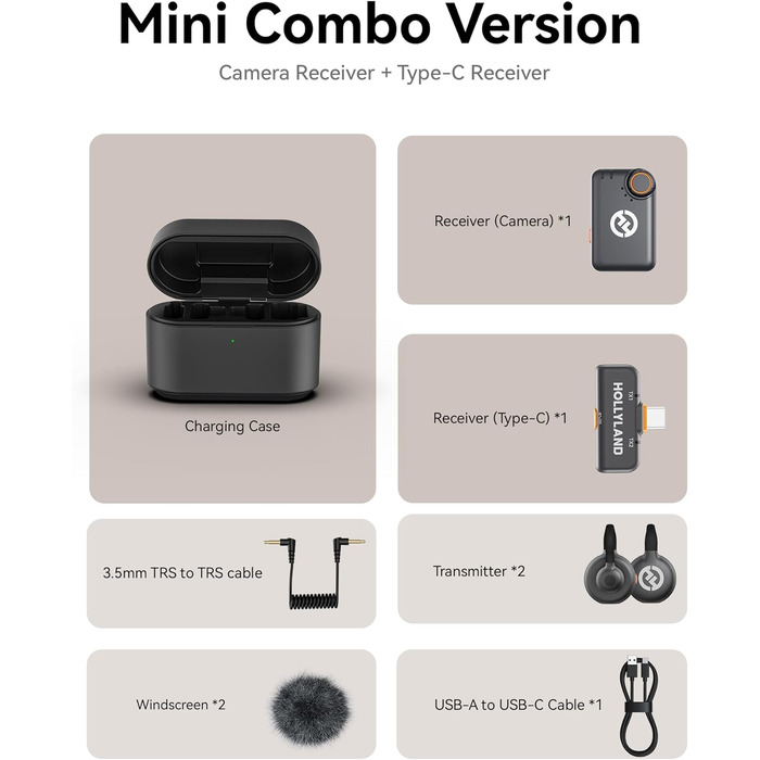 Hollyland Lark M2S Бездротовий мікрофон-лапка з USB-C для iPhone 15/16 та Android, кліпса Titan, Plug-and-Play, шумозаглушення, 300 м радіус дії, 27 годин роботи від акумулятора для Vlogging (2 передавачі + 2 приймачі + зарядний пристрій), Чорний