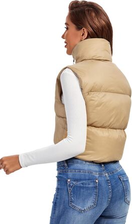 Жіноча жилетка Fuinloth: коротка, тепла, безрукавна, на блискавці, камуфляжний колір хакі, розмір M