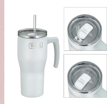 Термос REFRESHING SERIES: ізольований термопоїльник-кружка з трубочкою та ручкою, 0.85л, нержавіюча сталь, подвійні стінки, для дому, офісу та подорожей