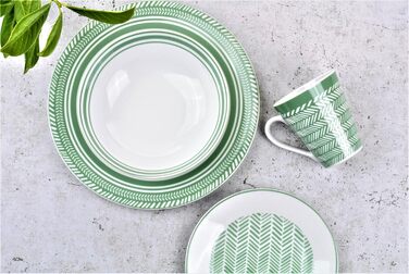 Сервіз столовий на 4 особи, 16 предметів, вінтажний дизайн, сумісний з мийною машиною та мікрохвильовою піччю