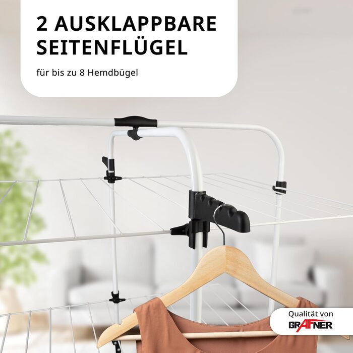 Сушарка для білизни Grafner Turm з колесами, 30 метрів мотузки, 3 яруси, 6 крил, розкладна та компактна