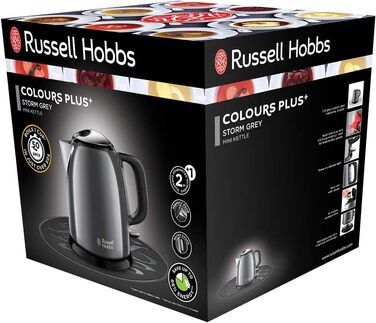 Електричний чайник Russell Hobbs 1.0л Colours+ з нержавіючої сталі (2400W, швидке кип'ятіння, фільтр від накипу, індикатор рівня води, компактний)