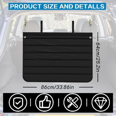 Захист для багажника автомобіля від бруду та подряпин для собак, 80x64 см, чорний. Вологостійкий, стійкий до розривів. Килимок для транспортування собак та багажу.