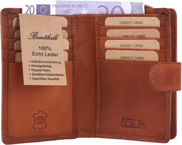 Benthill Wallet Women's Genuine Leather | Small Cardholder with RFID Protection | Wallet with 8 Card Slots & Coin Pocket | Genuine Leather Vintage Women's Wallet incl. Gift Box, Color: Brown