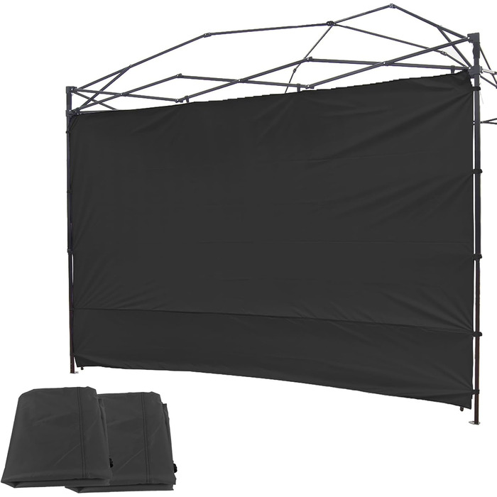 2 Baldachin Side Walls, Tent Side Wall for 3x3m Pop-Up Baldachin, Waterproof with Silver Coating for 3M Straight Leg, Outdoor Pavilions, Instant Awnings, only White Side Wall (Black)