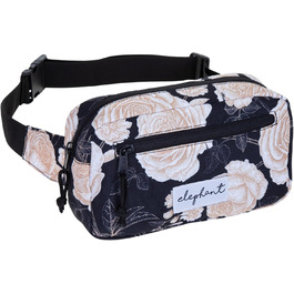 Сумка на пояс (фенні-пак) для жінок та чоловіків, велика, чорна з квітковим принтом, 13021