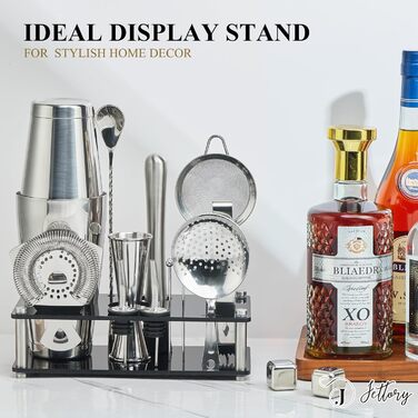 Набір шейкерів Boston - 16 предметів, нержавіюча сталь, акрилова основа, набір для приготування коктейлів