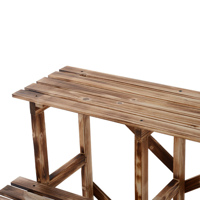 Outsunny Plant Ladder Flower Shelf 3-Tier Pine Wood 80 x 80 x 78cm for Garden Balcony & Terrace