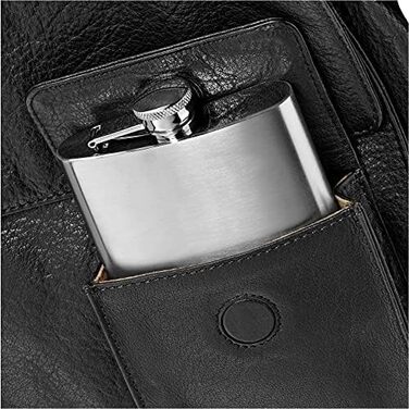 Фляга Manhattan WMF Cromargan® 6-частинна, 200 мл, з воронкою та штампом у шкіряному етолі, без гравіювання