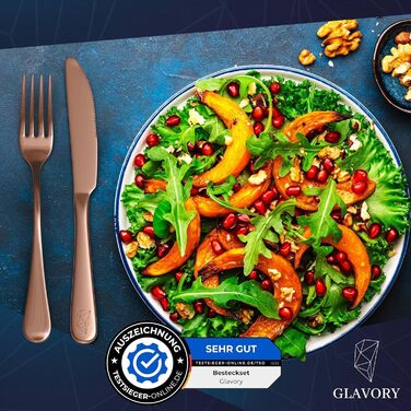 Набір столових приборів Glavory Lumina на 12 персон, 60 предметів, чорний, дзеркальна поліровка, з нержавіючої сталі 18/8, підходить для посудомийної машини, у подарунковій упаковці