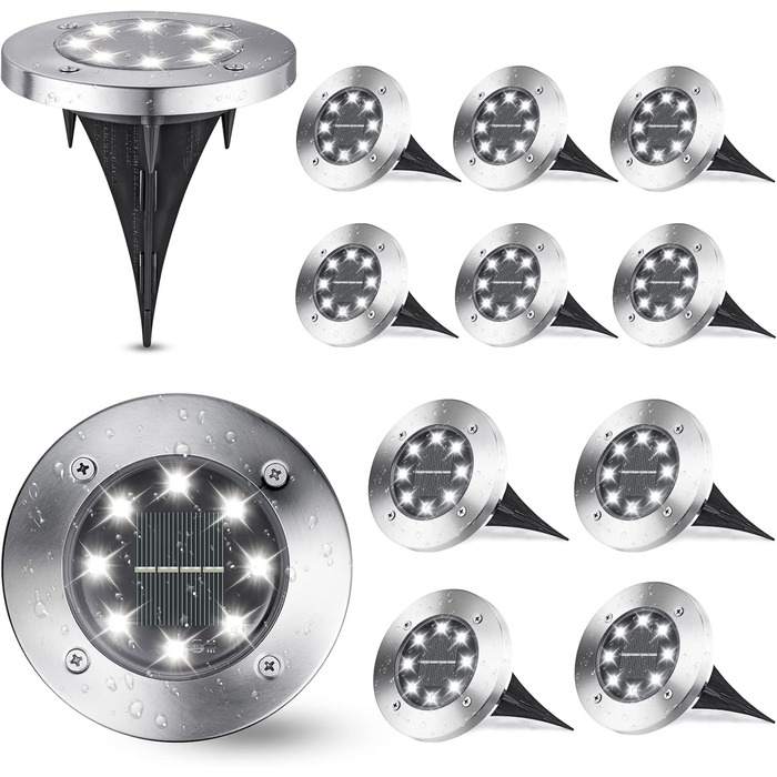 Joomer 12 Pack Solar Ground Lights for Outdoor Use
