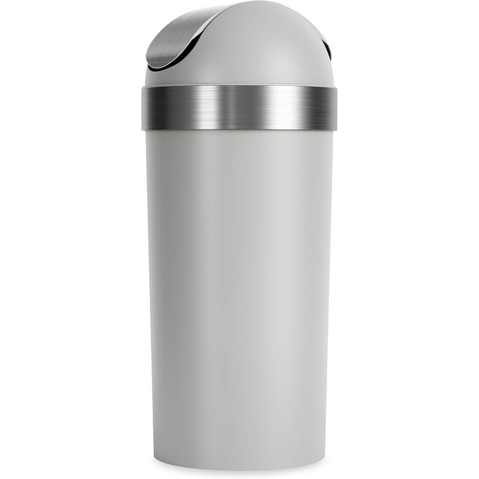 Сміттєве відро з кришкою-маятником Umbra Venti, 61 л, сіре – велике відро для дому, вулиці або комерційного використання, 89 см заввишки