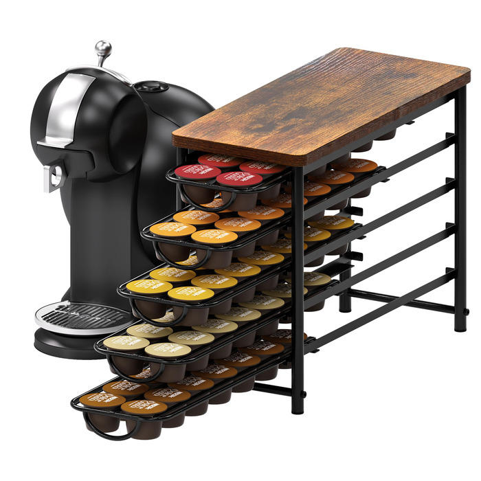 Тримач для капсул кави Dolce Gusto, 5-ярусний металевий ящик для капсул з тихими направляючими та антиковзними ніжками (на 72 капсули)