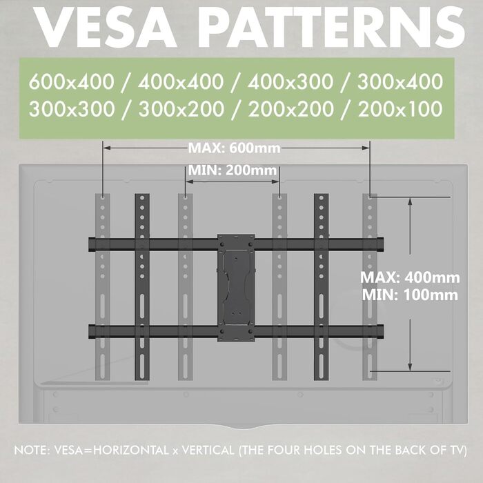 Настінний кріплення для телевізора 32-85 дюймів VESA 200x100-600x400 мм, поворотне, нахильне, висувне, для LED, OLED, плоских та curved телевізорів - до 60 кг