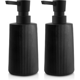 Набір з 2 чорних скляних дозаторів для мила, 250 мл - для ванної, кухні, робочої поверхні