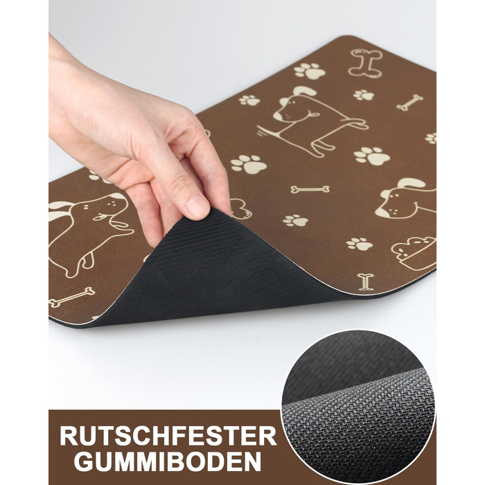 Підкладка під миску для собак та котів, неслизька, чорна 40x60 см. Швидковисихаюча, легко миється. Підкладка для миски для тварин.