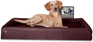 Ортопедичне ліжко для собак ABRO KUDDE Martin Rütter – якісна штучна шкіра, ергономічне, для маленьких собак (L, Бордовий)
