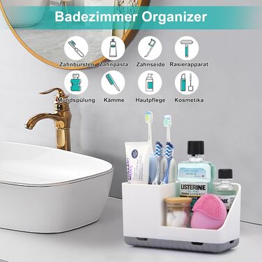 Тримач для зубних щіток у ванну кімнату: органайзер з отвором для зливу, знімний, сірий