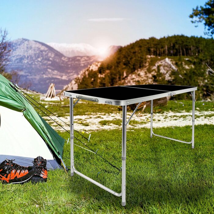 Складаний багатофункціональний стіл для кемпінгу, ринку, саду: 120 x 60 см (Чорний)