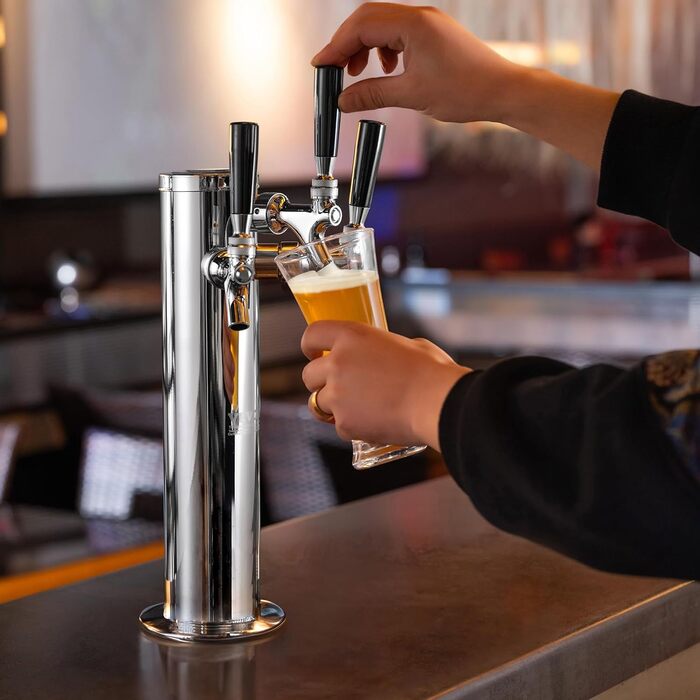Bierzapfturm VEVOR з двома кранами: бак з нержавіючої сталі, комплект кегератора з попередньо встановленими шлангами та самозакривними кранами для вечірок, барів, пабів та ресторанів (три крани)